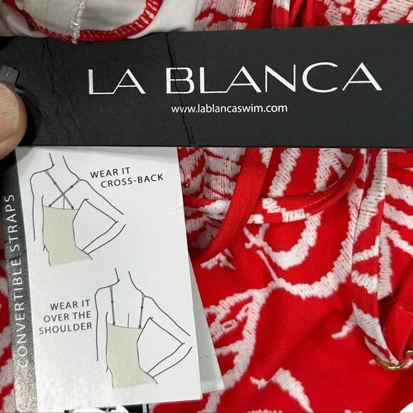 La Blanca NWT Orange White Tropical Floral One-Piece Swimsuit Size 6 - Picture 5 of 8